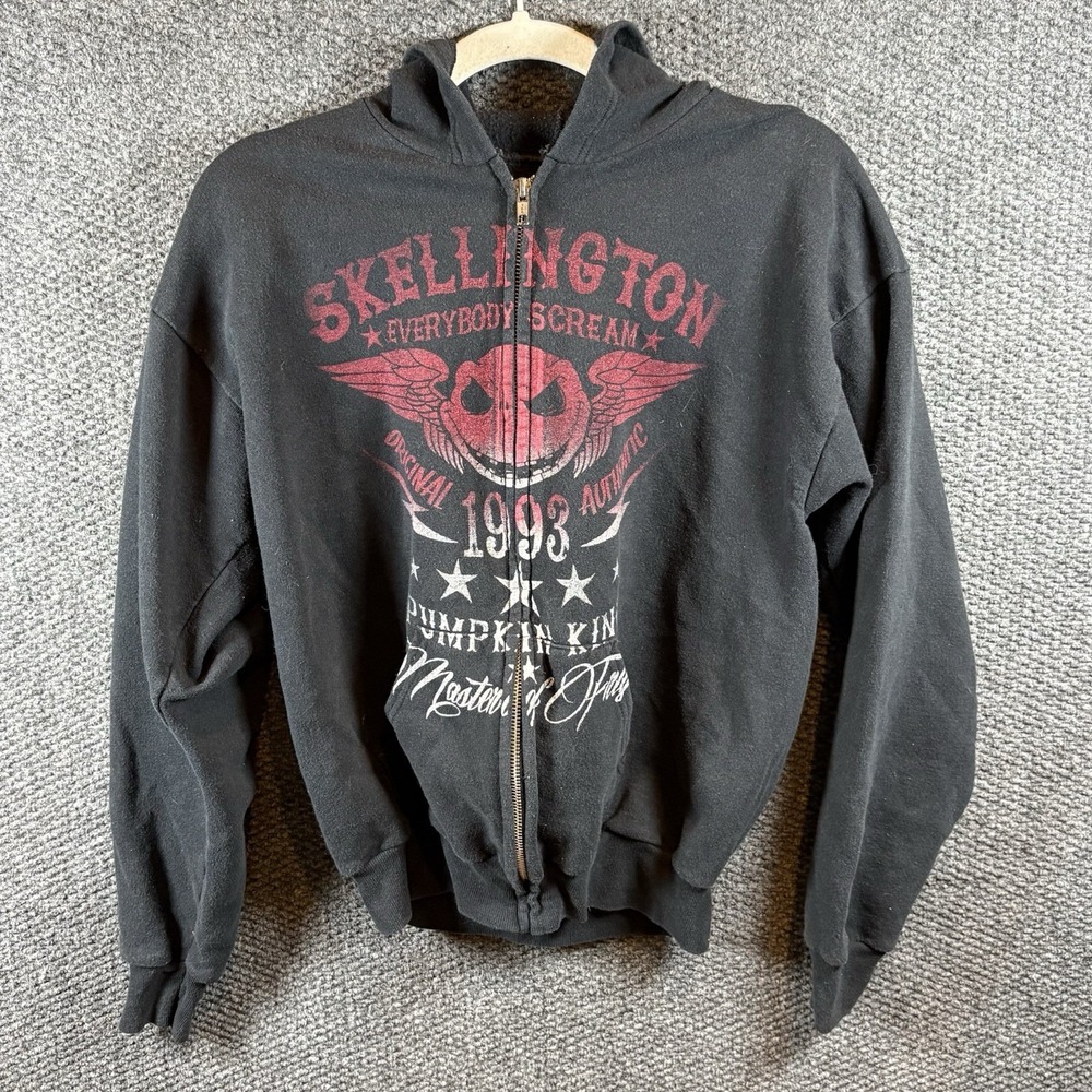 Disneyland Resort World Jack Skellington‎ Full Zip Sz XL Black Hoodie Sweatshirt